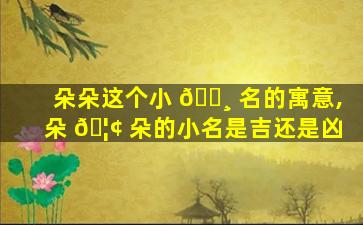 朵朵这个小 🕸 名的寓意,朵 🦢 朵的小名是吉还是凶
